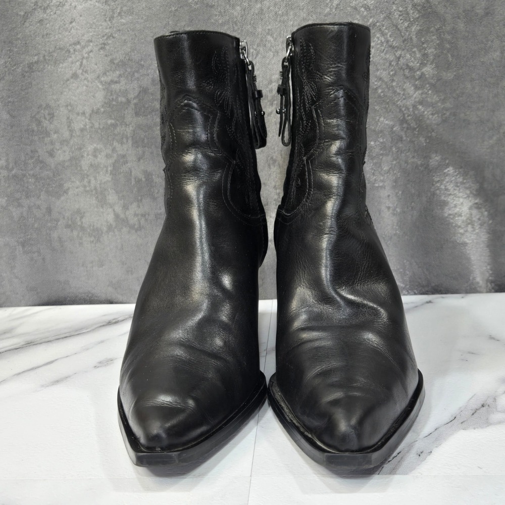 Sam Edelman Wilda Western Boots Womens 9 Black Leather Embroidered Pointed Ankle - Picture 7 of 10